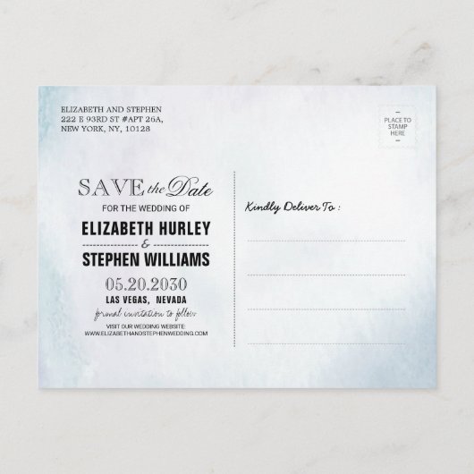 Carte Postale Faire-part Mariage Enregistrer La Date Turquoise Gold Agate G (Dos)