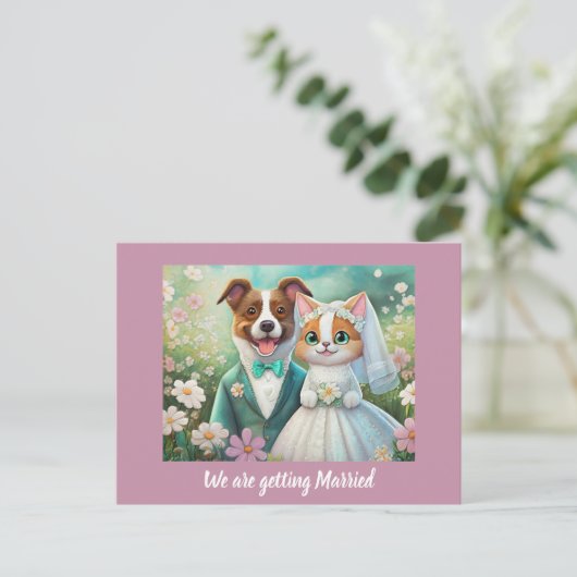 Carte Postale Faire-part mariage Enregistrer le Modèle date (Debout devant)