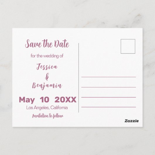 Carte Postale Faire-part mariage Enregistrer le Modèle date (Dos)