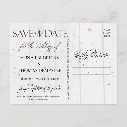 Carte Postale Faire-part Mariage Enregistrer Les Dates | Boho Blue & Misty  (Dos)