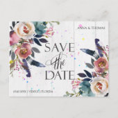 Carte Postale Faire-part Mariage Enregistrer Les Dates | Boho Blue & Misty  (Devant)
