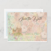 Carte Postale Faire-part Mariage Fairytale Enregistrer la date (Devant / Derrière)