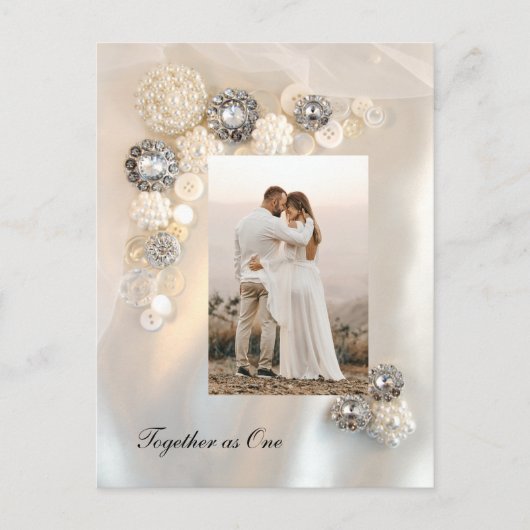 Carte Postale Faire-part Mariage Faux White Pearl and Diamond Buttons (Devant)
