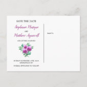 Carte Postale Faire-part Mariage Fleur de Lys Pourpre Géométrique Enregistr (Dos)