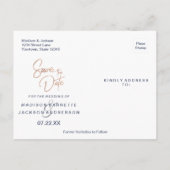 Carte Postale Faire-part Mariage Fleur Rose et Violet foncé, Enregistrez la (Dos)