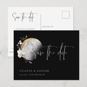 Carte Postale Faire-part Mariage Fleur sauvage de Lune dorée Enregistrer la