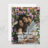 Carte Postale Faire-part Mariage Fleurs personnalisés avec vignes de glycin (Devant / Derrière)