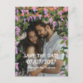 Carte Postale Faire-part Mariage Fleurs personnalisés avec vignes de glycin (Devant)