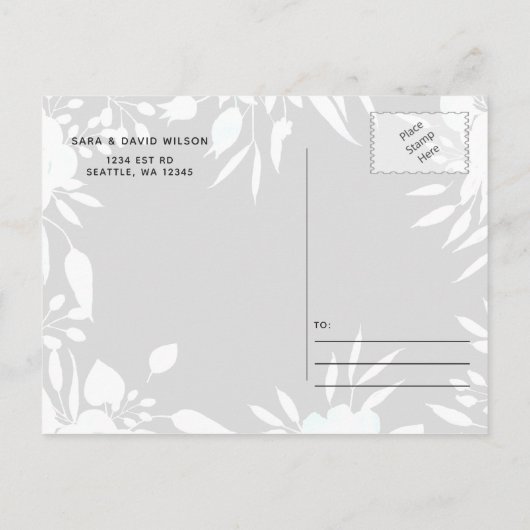 Carte Postale Faire-part Mariage Floral Aquarelle Rustique Rose (Dos)