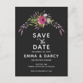 Carte Postale Faire-part Mariage Floral Aquarelle Rustique Rose (Devant)