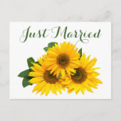Carte Postale Faire-part Mariage floral jaune vert tournesol juste mariés (Devant)
