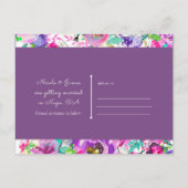 Carte Postale Faire-part Mariage Floral Moderne Rose Violet Enregistrez la (Dos)