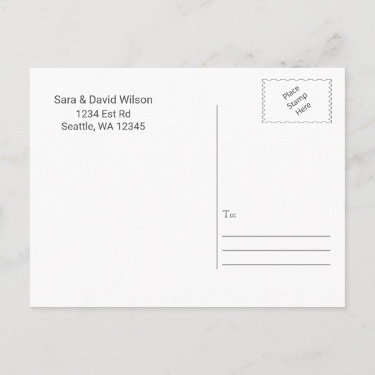 Carte Postale Faire-part Mariage Floral Or Bleu (Dos)