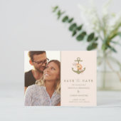 Carte Postale Faire-part Mariage floral simple Boho nautique Enregistrer la (Debout devant)