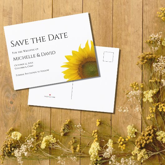 Carte Postale Faire-part Mariage Floral Tournesol Moderne