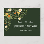 Carte Postale Faire-part Mariage floral vert Enregistrer la date (Devant)