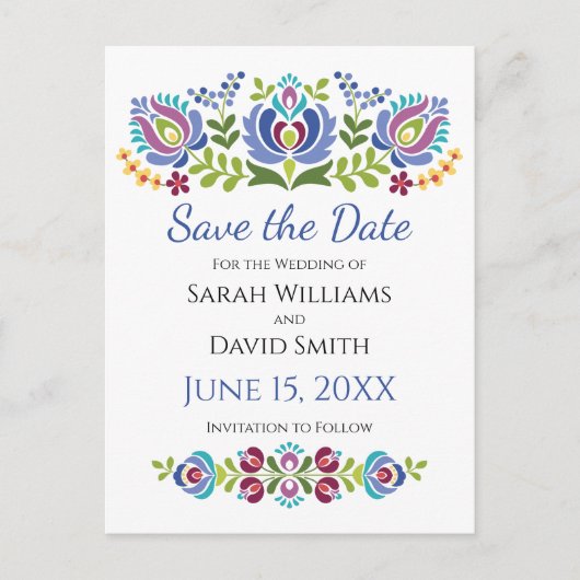 Carte Postale Faire-part Mariage Floral Violet Design hongrois (Devant)