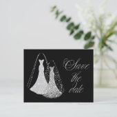 Carte Postale Faire-part Mariage gay Enregistrer la date en noir et faux ar (Debout devant)