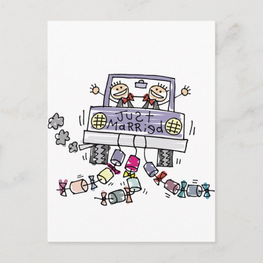 Carte Postale Faire-part Mariage gay juste mariés (Devant)