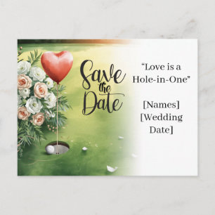 Carte Postale Faire-part Mariage Golf "Save the Date" Élégant Parcours de G