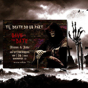 Carte Postale Faire-part Mariage Gothique Du Crâne Enregistrer La Date