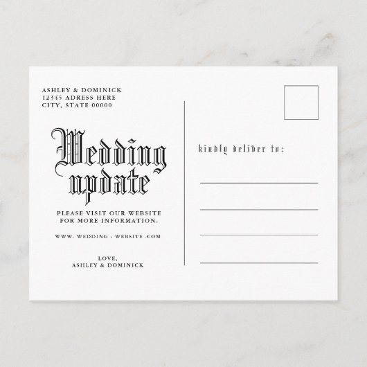 Carte Postale Faire-part Mariage gothique simple Modifier (Dos)