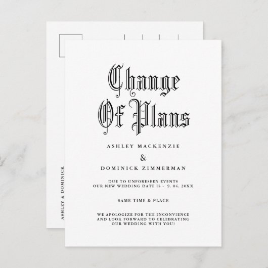 Carte Postale Faire-part Mariage gothique simple Modifier (Devant / Derrière)