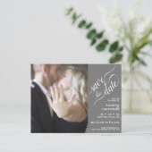 Carte Postale Faire-part Mariage gris Enregistrer la date Photo & Calligrap (Debout devant)