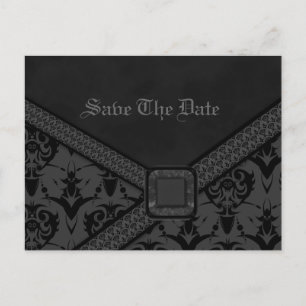 Carte Postale Faire-part Mariage gris et noir Goth Lace
