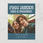 Carte Postale Faire-part Mariage Groovy Retro Boissons Offertes Épargnez la (Devant)
