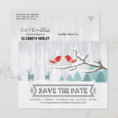 Carte Postale Faire-part Mariage hivernal au pays des merveilles Oiseaux Ce (Devant / Derrière)