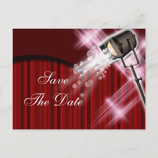 Carte Postale Faire-part Mariage hollywoodien "enregistrer la date" rouge n (Dos)