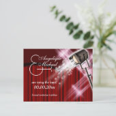 Carte Postale Faire-part Mariage hollywoodien "enregistrer la date" rouge n (Debout devant)