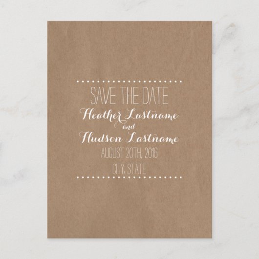 Carte Postale Faire-part Mariage Inspiré Carton Enregistrer La Date (Devant)