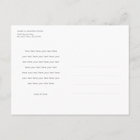 Carte Postale Faire-part Mariage Intime Photo Moderne (Dos)