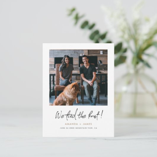 Carte Postale Faire-part Mariage Intime Photo Moderne (Debout devant)