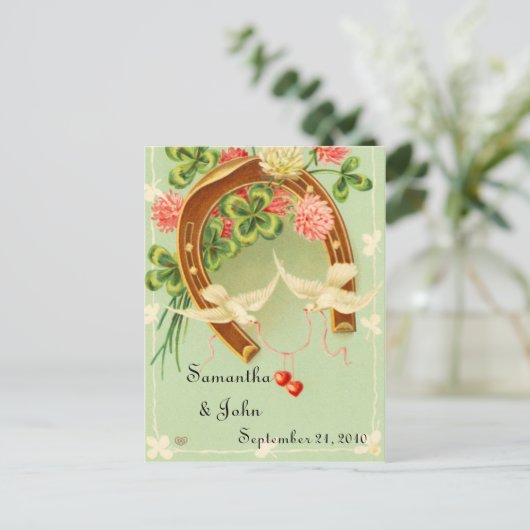 Carte Postale Faire-part Mariage irlandais Enregistrer la date (Debout devant)