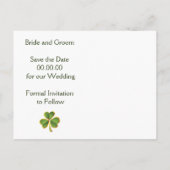 Carte Postale Faire-part Mariage irlandais trèfle et voile vert Enregistrer (Dos)