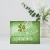 Carte Postale Faire-part Mariage irlandais trèfle et voile vert Enregistrer (Debout devant)