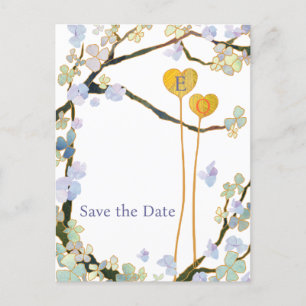 Carte Postale Faire-part Mariage Jardin de deux coeurs Sauvez la date