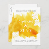 Carte Postale Faire-part Mariage jaune aquarelle moderne Enregistrer la dat (Devant / Derrière)