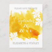 Carte Postale Faire-part Mariage jaune aquarelle moderne Enregistrer la dat (Devant)