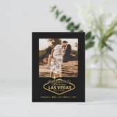 Carte Postale Faire-part Mariage Las Vegas Black Gold Photo Enregistrer la  (Debout devant)