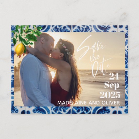Carte Postale Faire-part Mariage Lemons Photo Overlay Modern Enregistrer La (Devant)