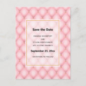 Carte Postale Faire-part Mariage Luxueux Rose Motif Diamant Brodé (Devant)