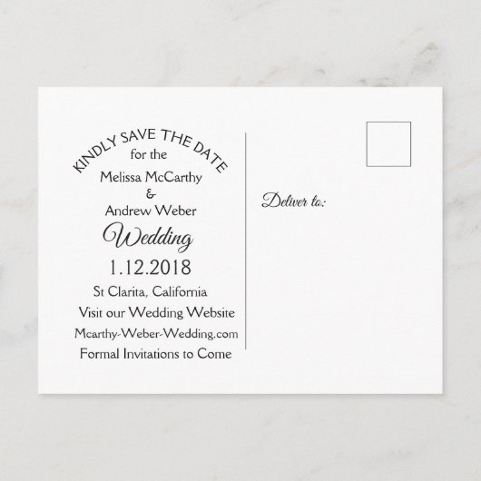 Carte Postale Faire-part Mariage Mandala Noir et Blanc Enregistrez la Date (Dos)