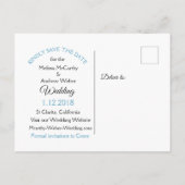 Carte Postale Faire-part Mariage Mandala Noir et Bleu Enregistrer la Date (Dos)