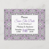 Carte Postale Faire-part Mariage Mandala noir et violet Enregistrer la date (Devant)