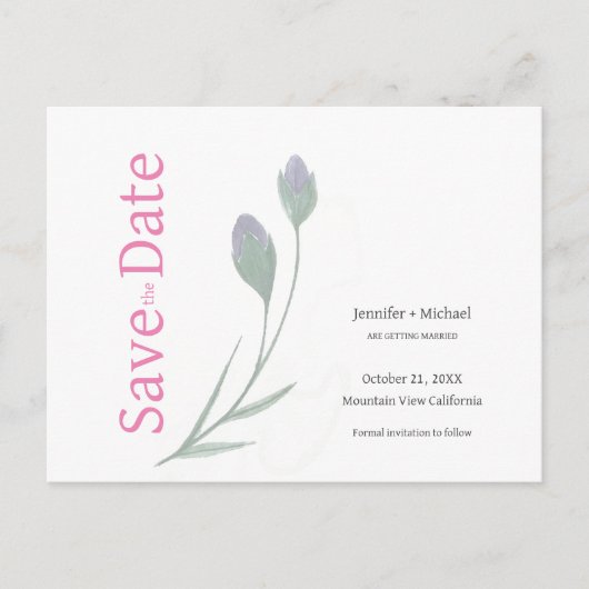 Carte Postale Faire-part Mariage mariage Calligraphie Floral noir blanc (Devant)