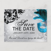 Carte Postale Faire-part Mariage Masqué Save the Date (Devant)